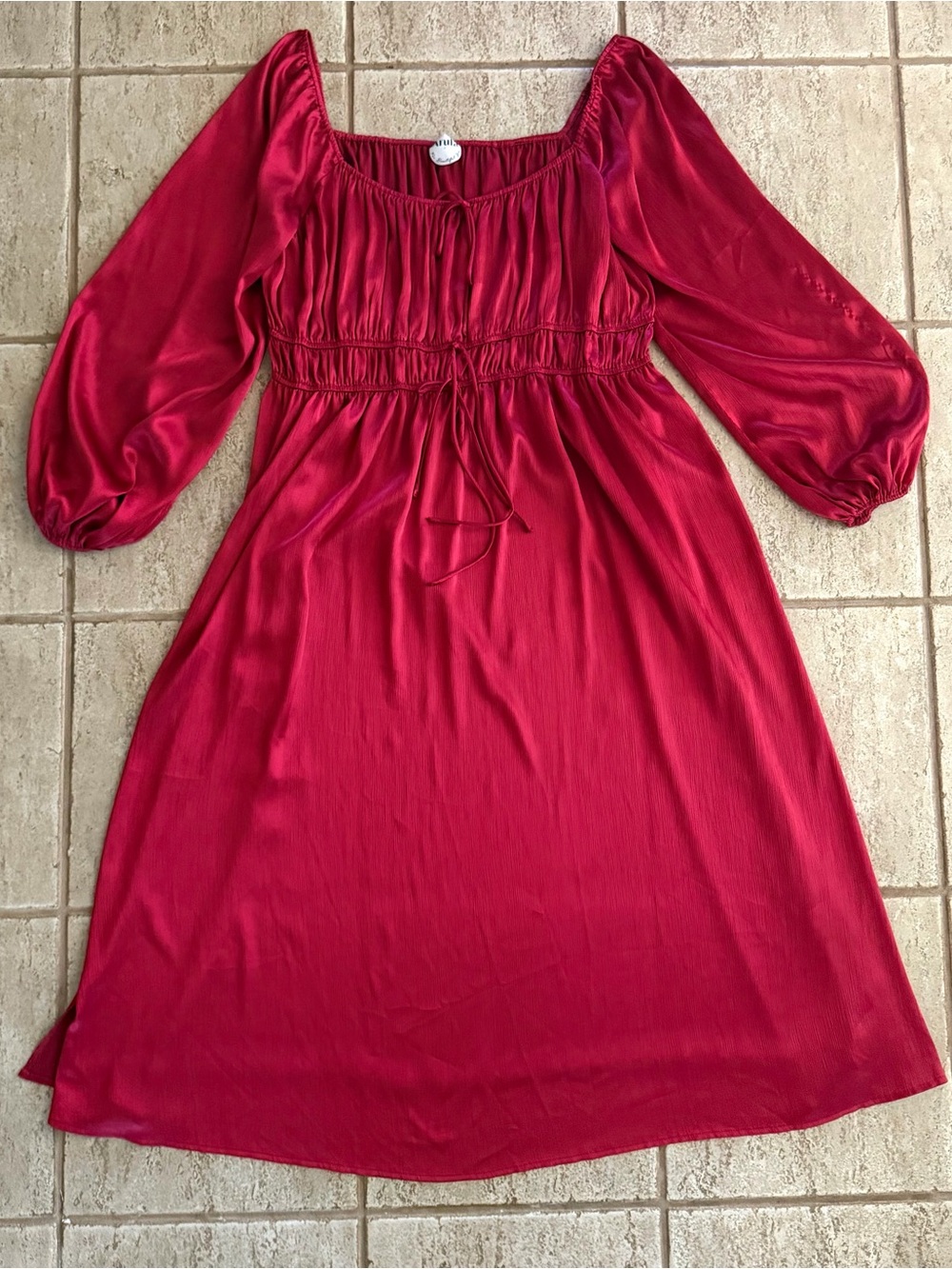 ARULA Altar’d State Red Midi Dress Women’s Plus Sz 2X Witchy Medieval Satin Fall